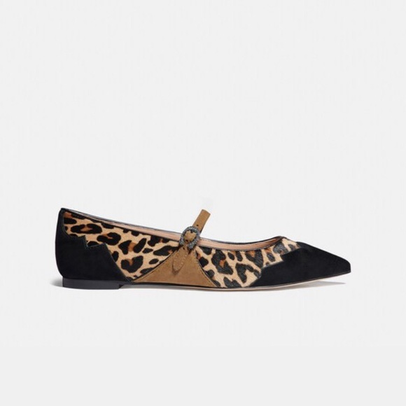 Coach X Tabitha Simmons Harriette Leopard Mary Jane Flats - Picture 1 of 9